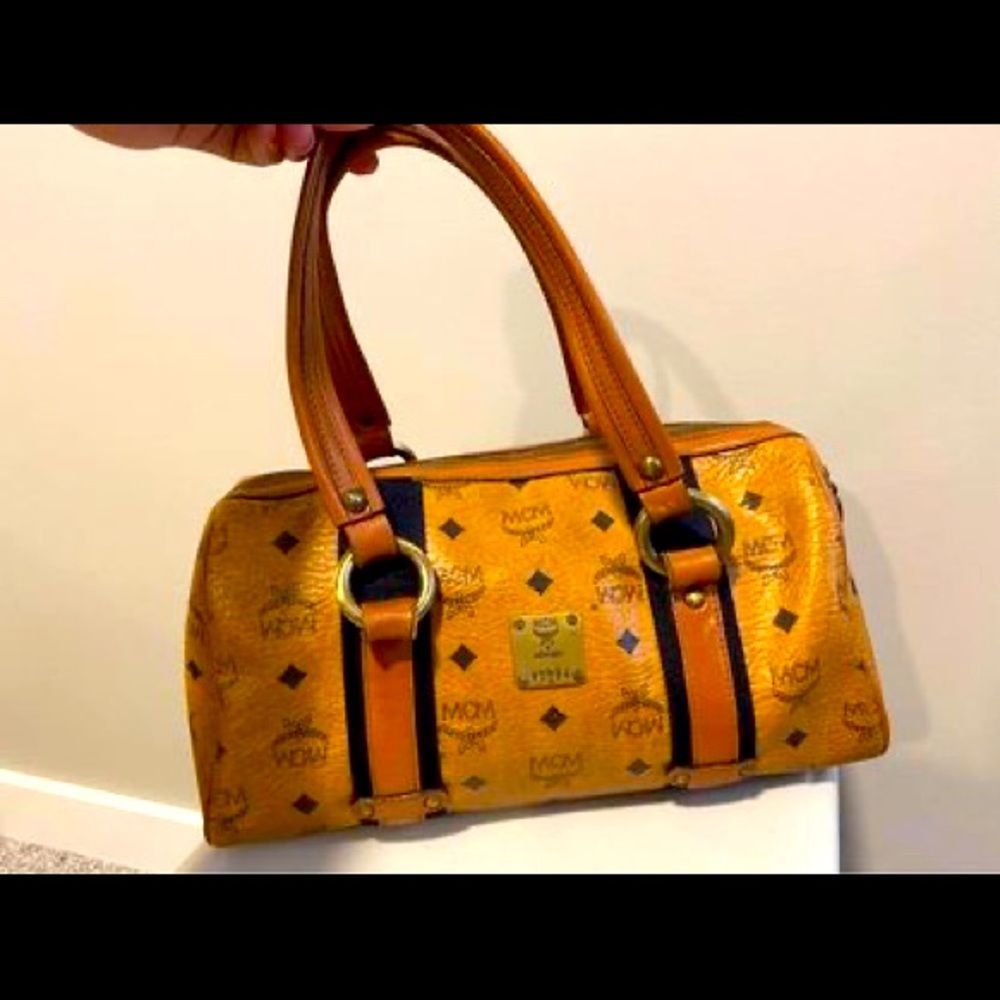 MCM Boston Visetos Bag Cognac